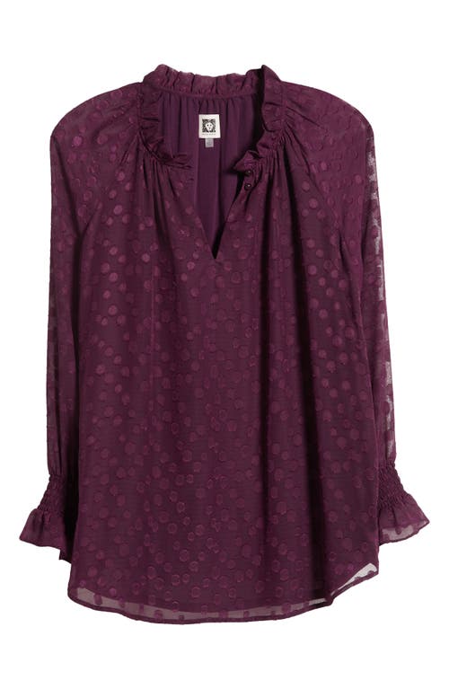 Shop Anne Klein Ruffle Chiffon Top In Deep Plum