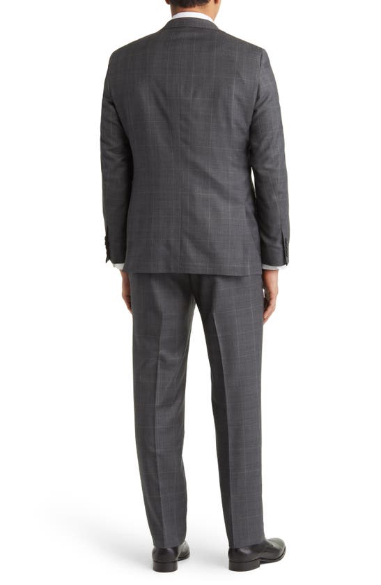 Hickey Freeman Windowpane Plaid Wool Suit In Charcoal | ModeSens