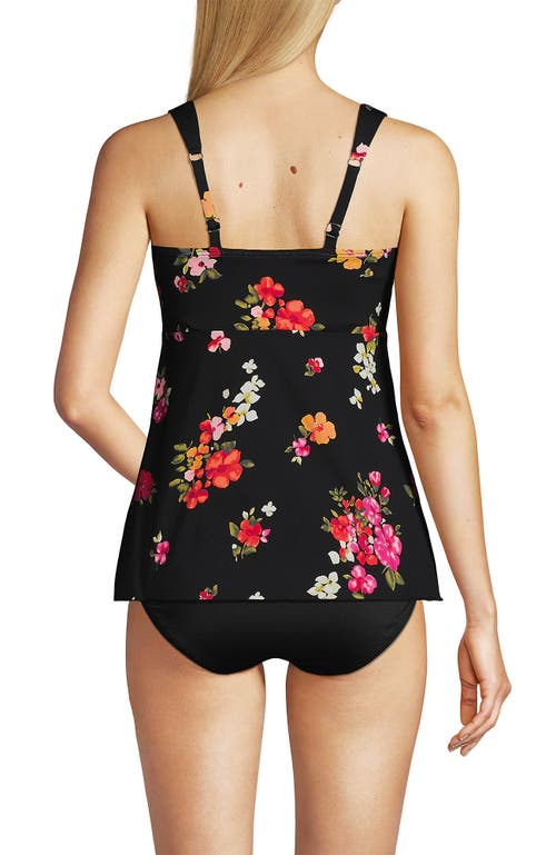 Shop Lands' End Flutter Scoop Neck Tankini Top In Black Meadow Floral