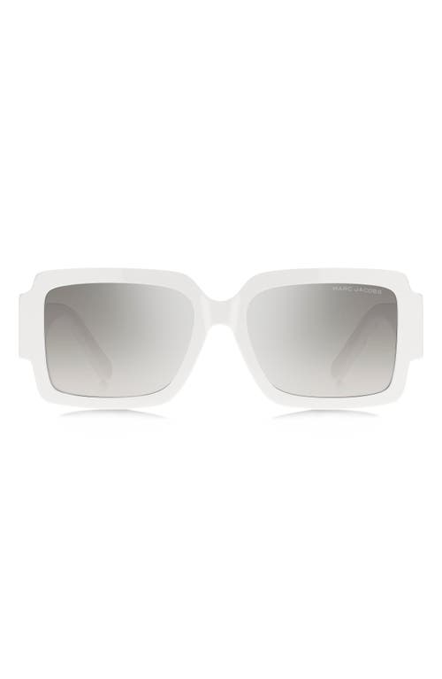 55mm Gradient Rectangular Sunglasses in White Grey/Grey Ms Silver
