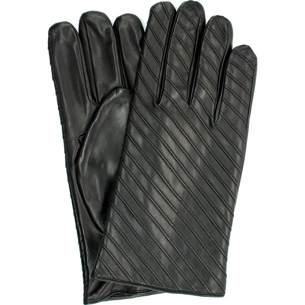 Portolano Diagonal Corded Gloves In Black