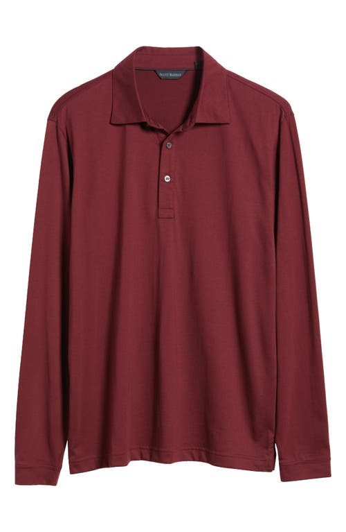 Scott Barber Long Sleeve Pima Cotton Jersey Polo in Burgundy 