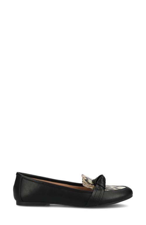 Journee Collection Marci Knotted Strap Loafer In Black/snake