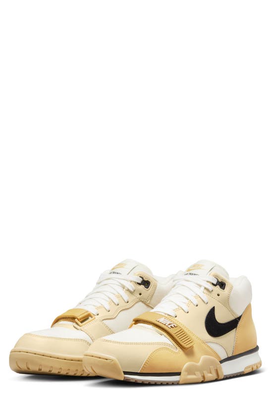 Nike Air Trainer 1 Sneaker In Coconut Milk/ Black/ Team Gold