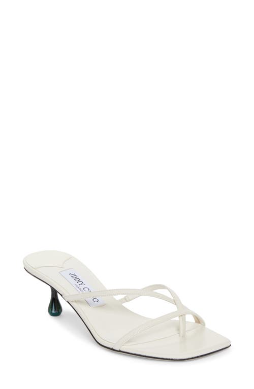 Jimmy Choo Etana Malachite Heel Slide Sandal In Latte/malachite