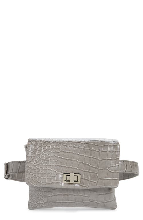 Mali + Lili Aria Convertible Vegan Leather Belt Bag in Light Grey