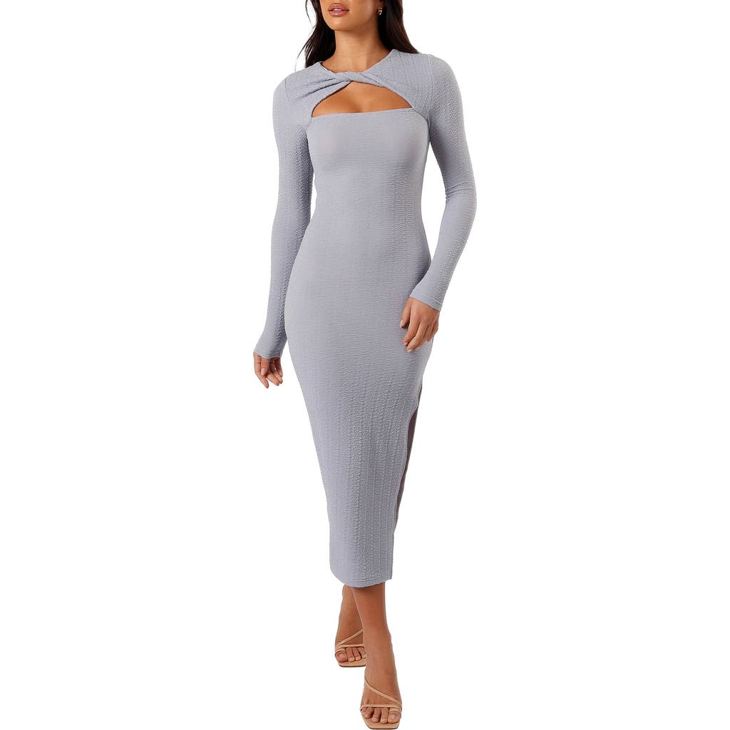 Petal And Pup Petal & Pup Laney Cutout Long Sleeve Body-con Maxi Dress In Gray