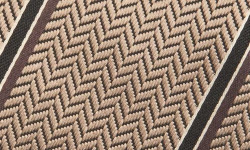 Shop Tom Ford Stripe Herringbone Mulberry Silk Tie In Beige