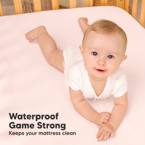 Keababies 2-pack Soothe [protect+] Waterproof Mini Crib Sheets In Mist Rose