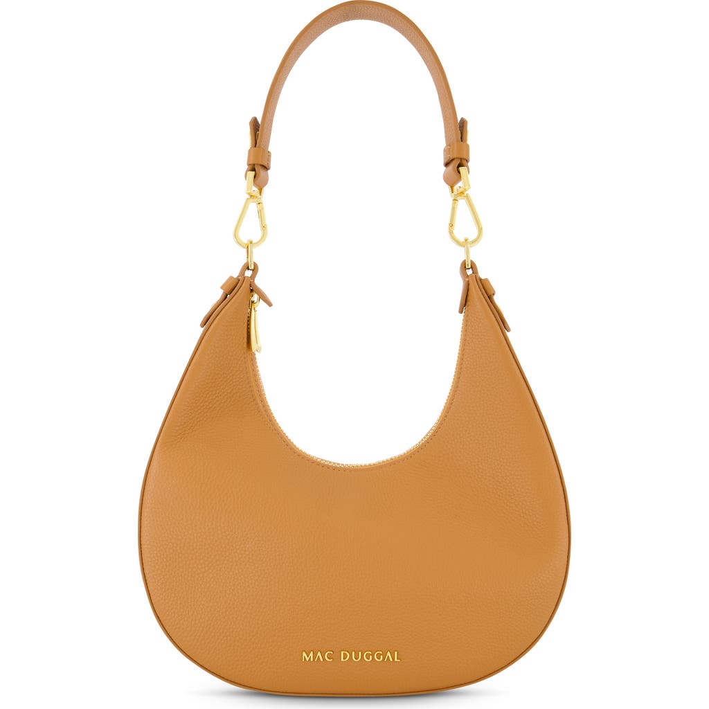 Mac Duggal Gold Plated Hardware Grain Leather Hobo Bag In Toffee