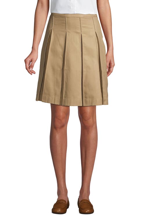 Lands' End School Uniform Solid Box Pleat Skirt Top Of Knee In Khaki