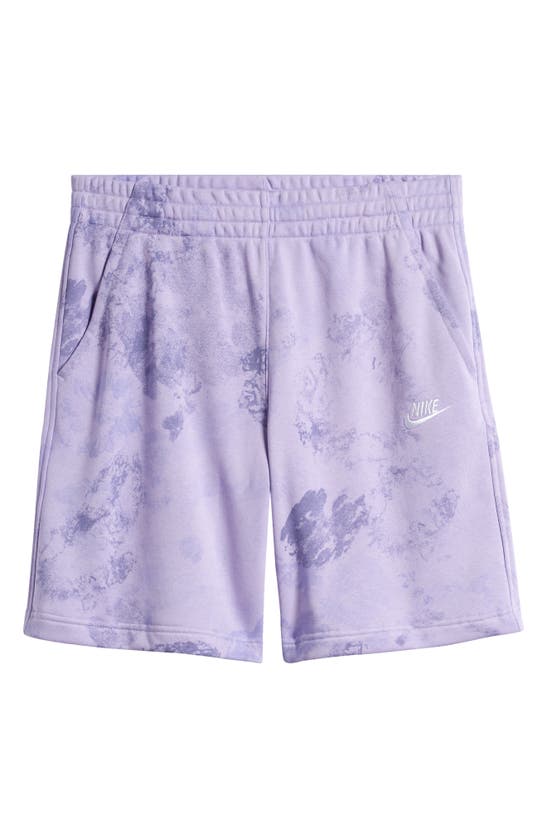 Shop Nike Kids' Club Fleece Midweight French Terry Shorts In Hydrangeas/ White