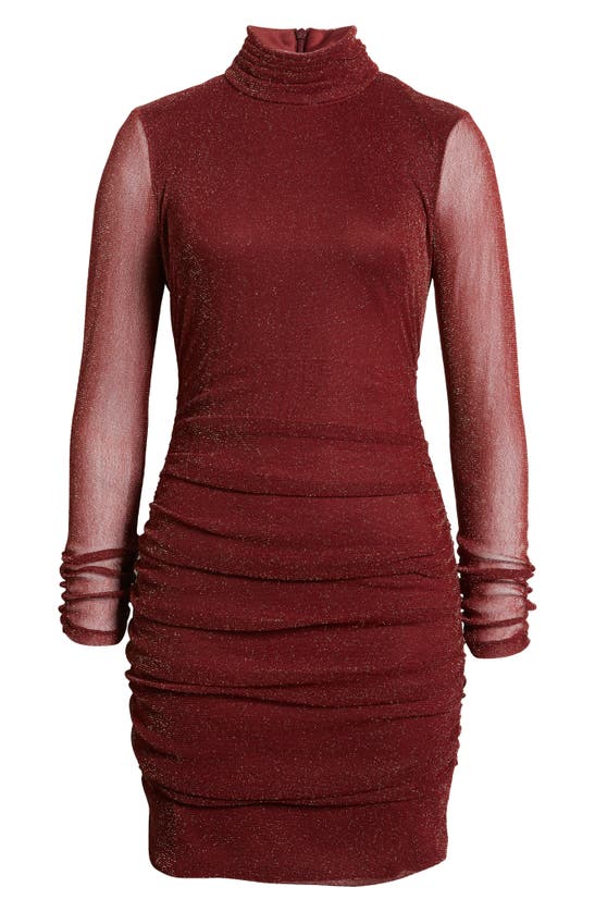 Eliza J Metallic Long Sleeve Body-con Dress In Wine