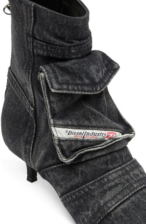 Shop Diesel ® Mismatched Kitten Heel Denim Pocket Bootie In Black