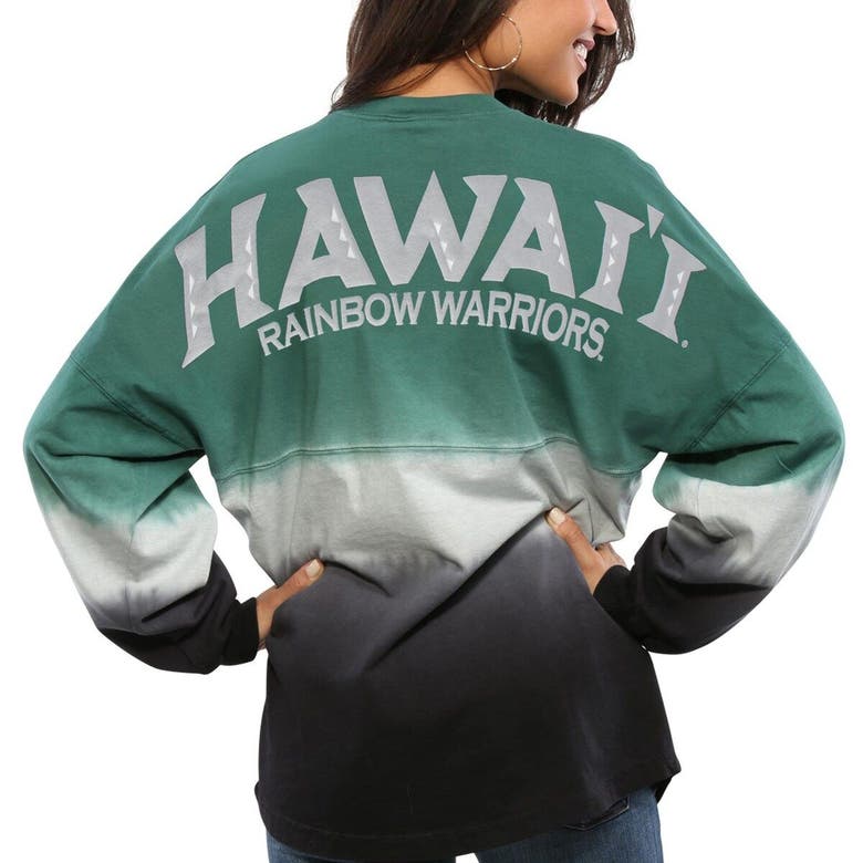 Spirit Jersey Green Hawaii Warriors Ombre Long Sleeve Dip-dyed