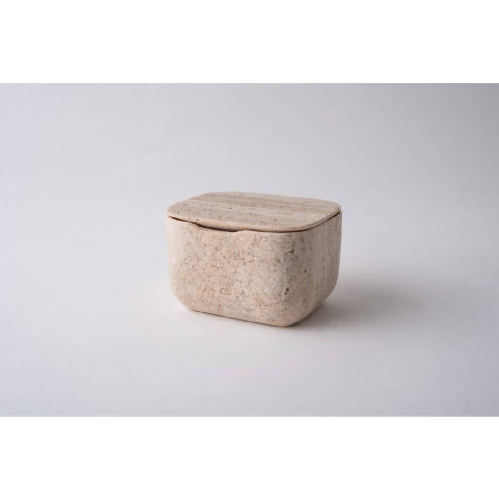 Andjacob Decor Less Is More Square Container In Travertine Marble