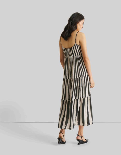 Shop Reistor Strappy Tiered Maxi Dress In Black Striped Down