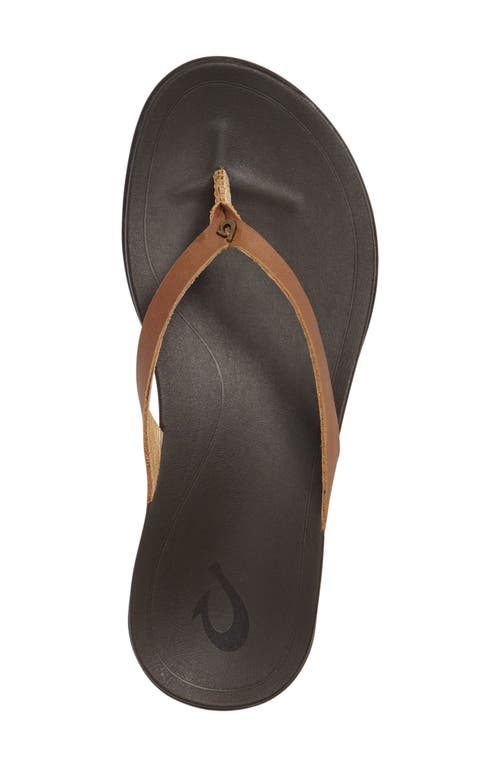 Shop Olukai Ho Opio Leather Flip Flop In Sahara/dark Java Leather