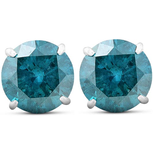 Bliss Diamond 4.03 Ct Blue Diamond Studs 14k White Gold Lab Grown In 14k White Gold