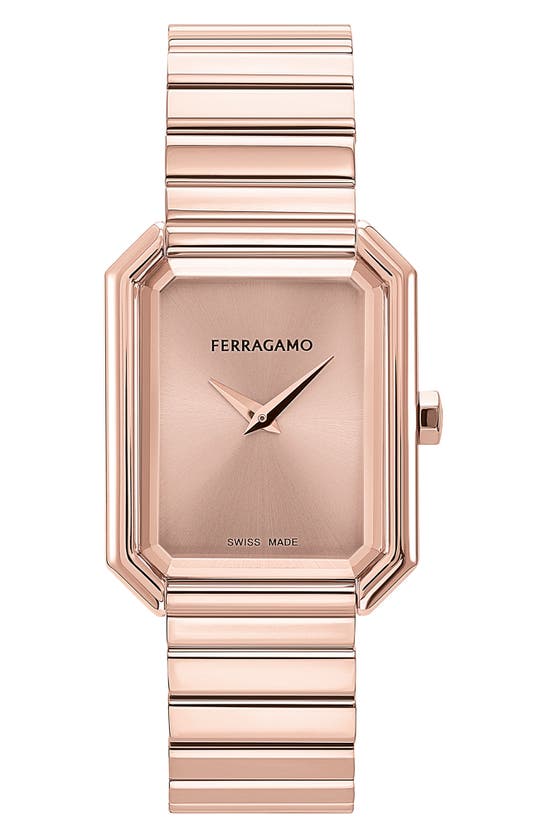Shop Ferragamo Crystal Bracelet Watch, 27mm X 34mm In Ip Rose Gold