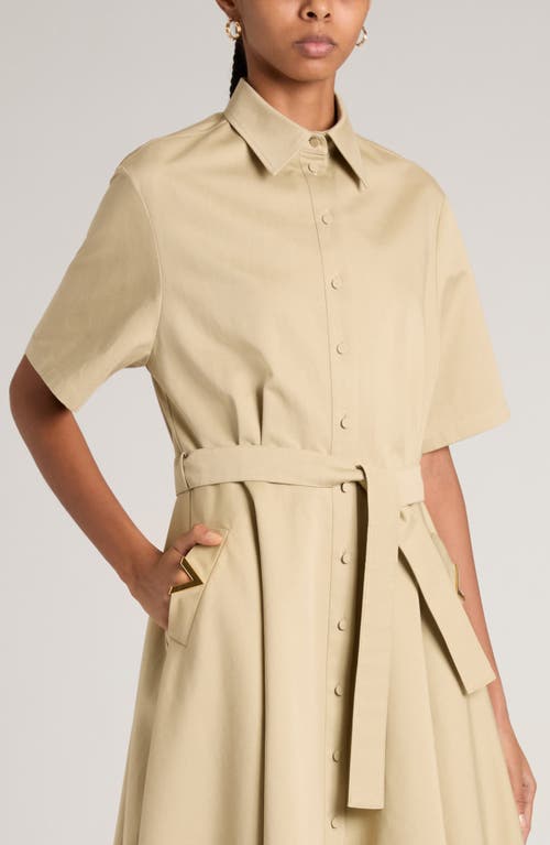 Shop Valentino Garavani Oversize Cotton & Linen Shirtdress In Cappuccino Foam