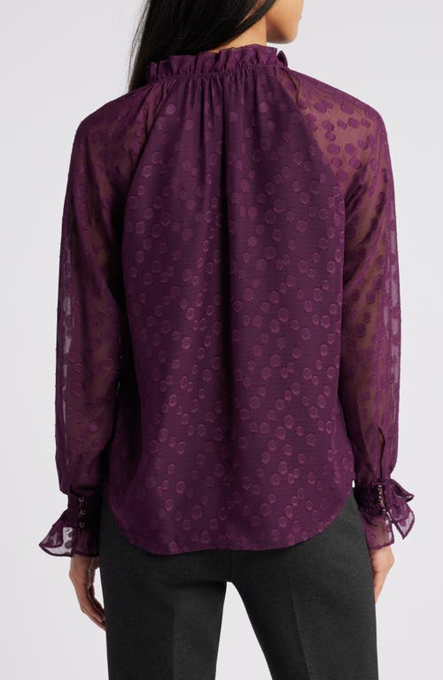 Shop Anne Klein Ruffle Trim Shirt In Deep Plum