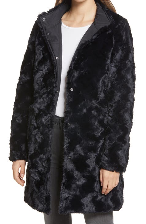 Puffer Via Spiga, Via Spiga Reversible Faux Fur Hooded Coat
