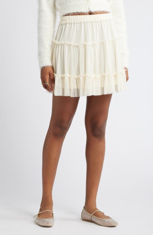 Shop Bp. Tiered Tulle Miniskirt In Ivory Dove