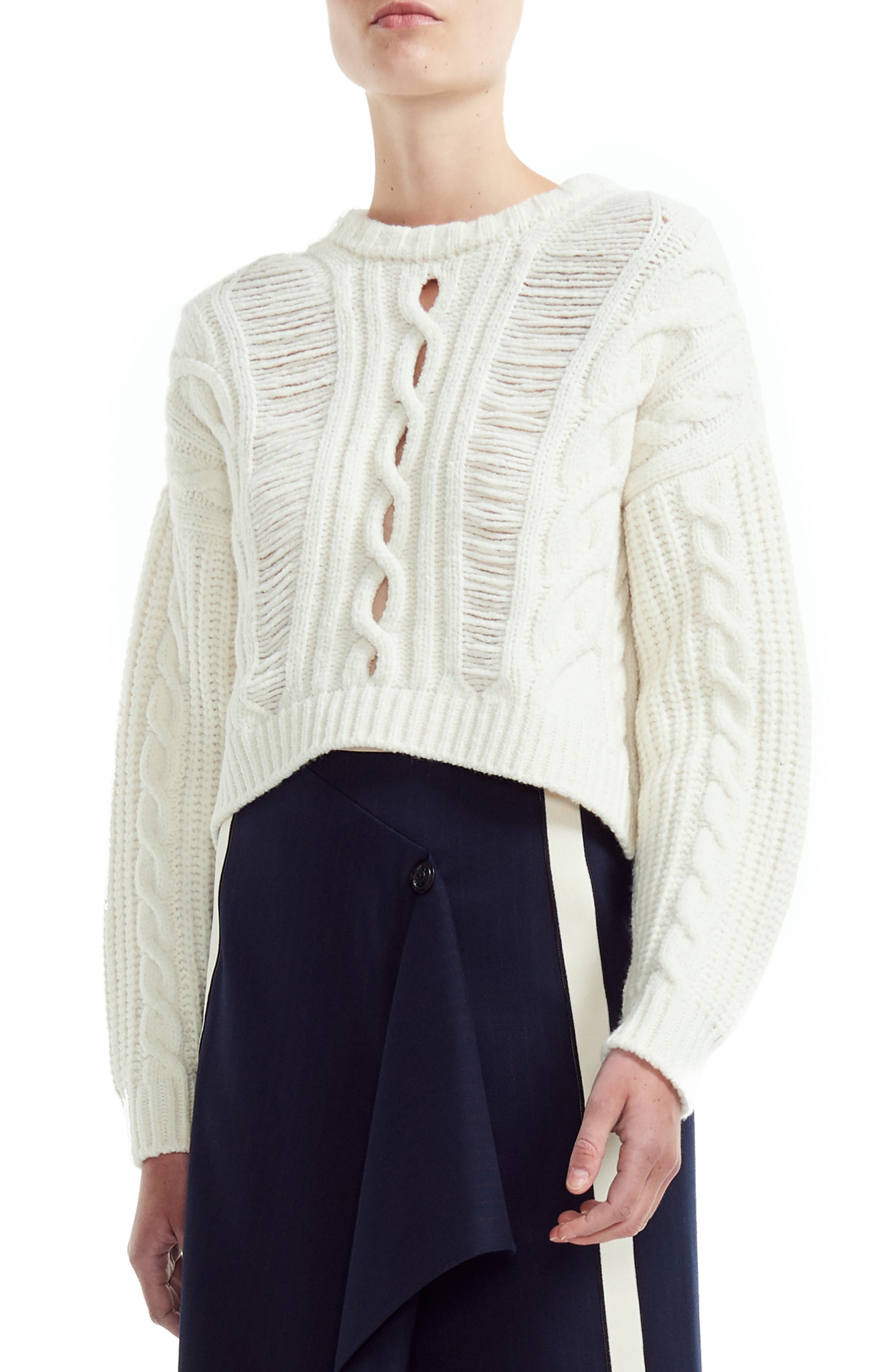 wool blend cable knit sweater