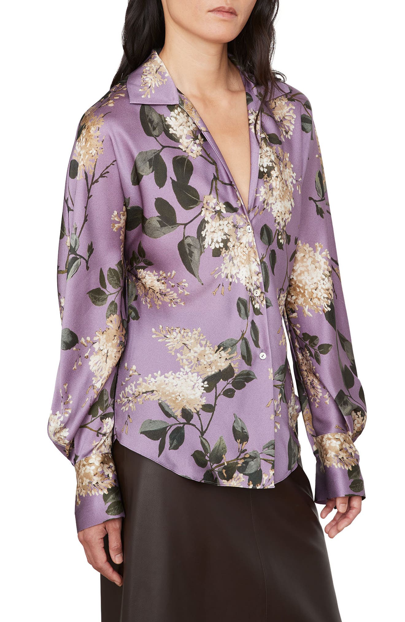 Vince Lilac Bias Silk Blouse Nordstrom