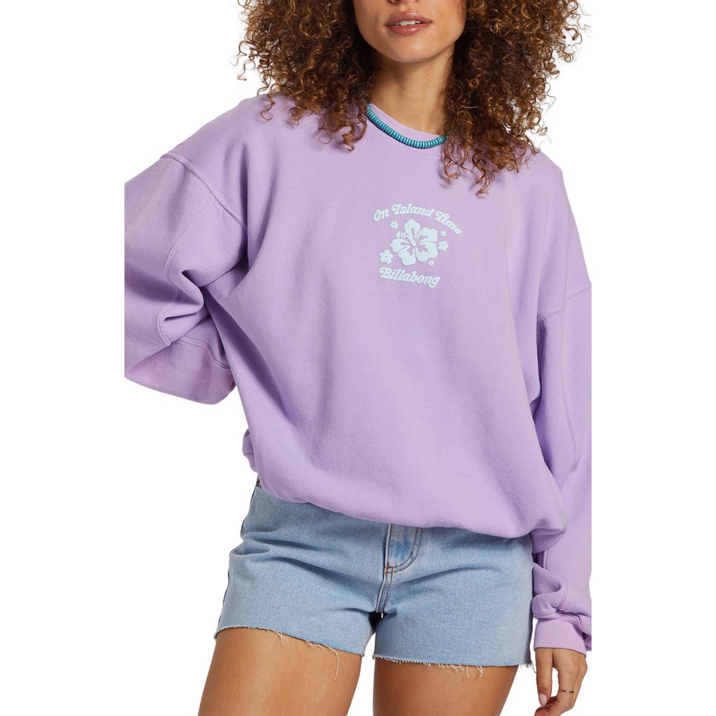 Billabong Aloha Kendal Crewneck Cotton Blend Sweatshirt In Purple