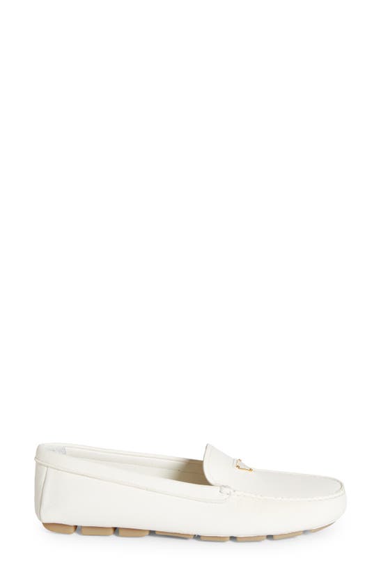 Shop Prada Triangle Logo Driving Loafer In Ivory