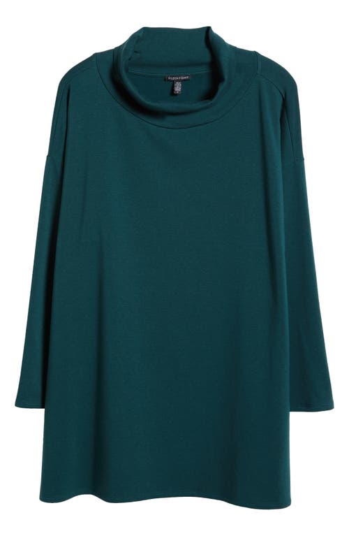 Shop Eileen Fisher Drapey Funnel Neck Terry Tunic In Pine