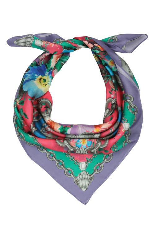 Kurt Geiger London Chain Print Large Square Scarf in Pink Multi