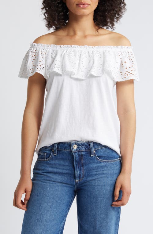 Caslonr Caslon(r) Eyelet Off The Shoulder Organic Cotton Top In White