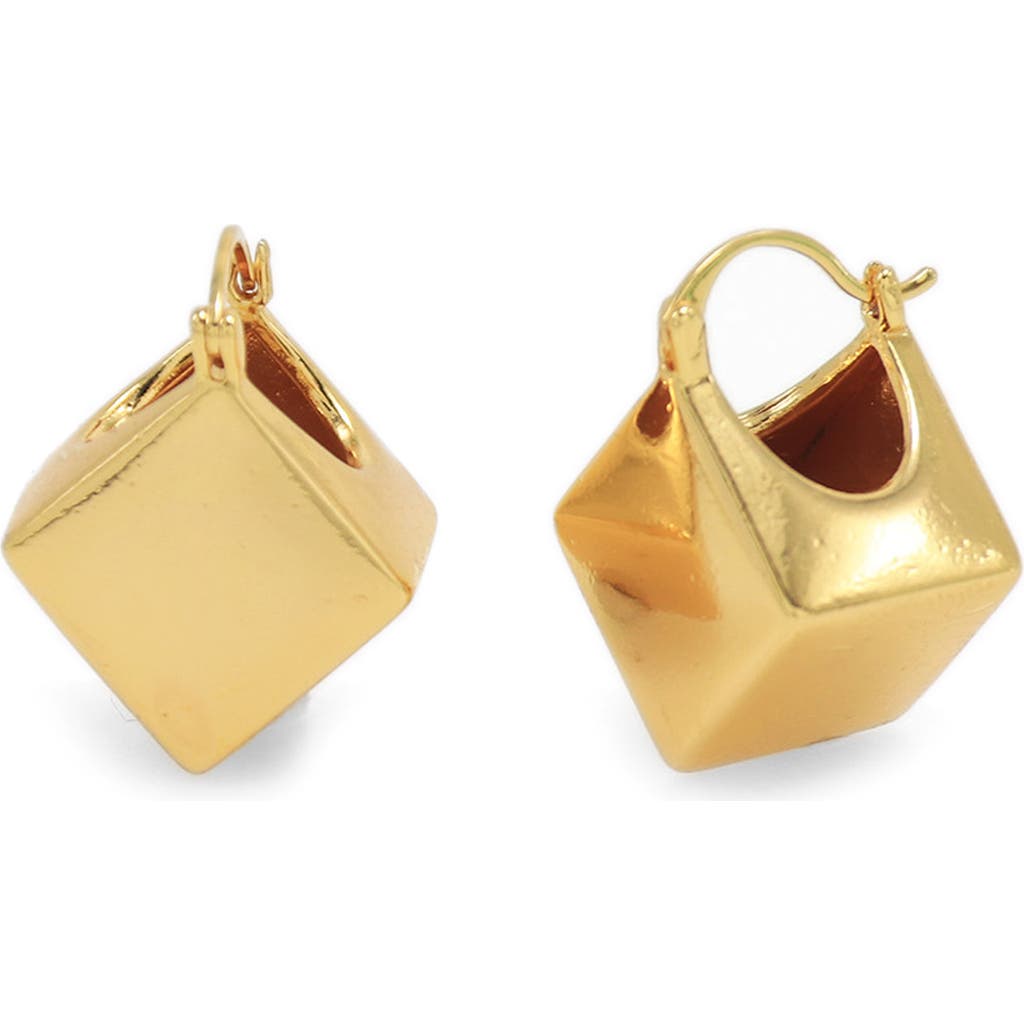 Petit Moments Cube Hoop Earrings In Gold