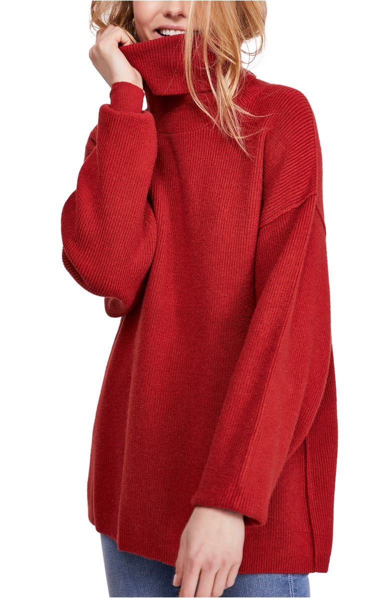 Softly Structured Knit Tunic, Main, color, RED