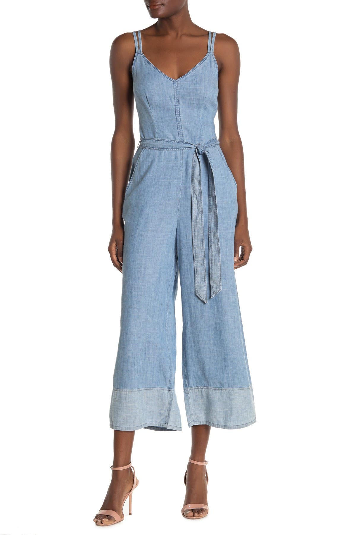 trina turk denim jumpsuit