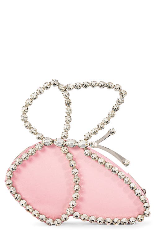 L'alingi Eternity Butterfly Crystal Handle Satin Clutch in Pink