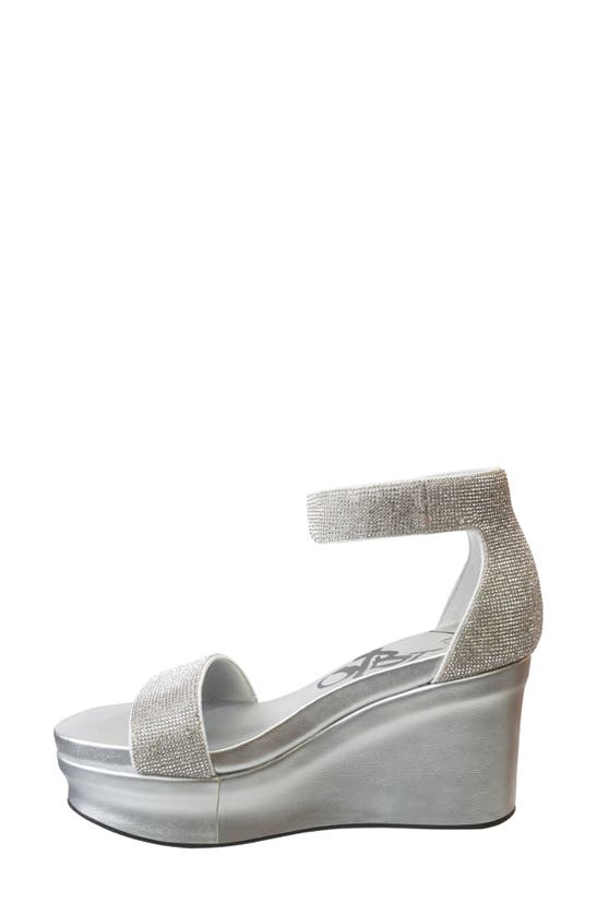 Shop Otbt Status Crystal Embellished Wedge Sandal In Silver