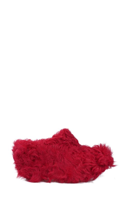 Zigi Fauna Faux Fur Platform Clog Slipper In Red