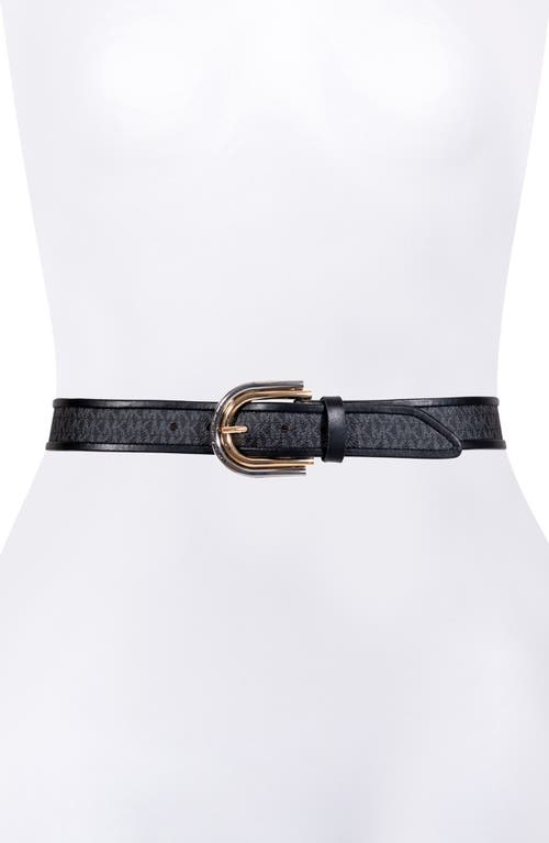 Michael Michael Kors Two-tone Logo Belt In Black/gold