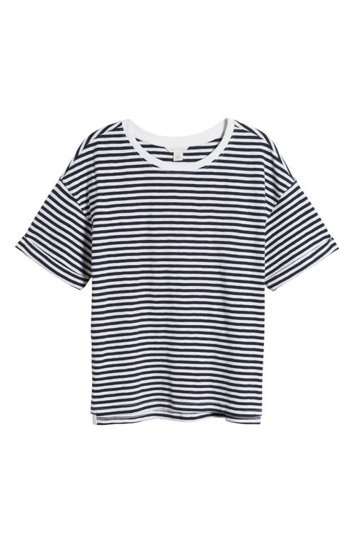 Shop Caslonr Caslon(r) Relaxed Organic Cotton Boyfriend T-shirt In Navy- White Brooke Stripe