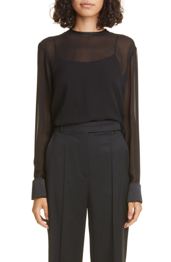 Max Mara Layered Chiffon Blouse In Black