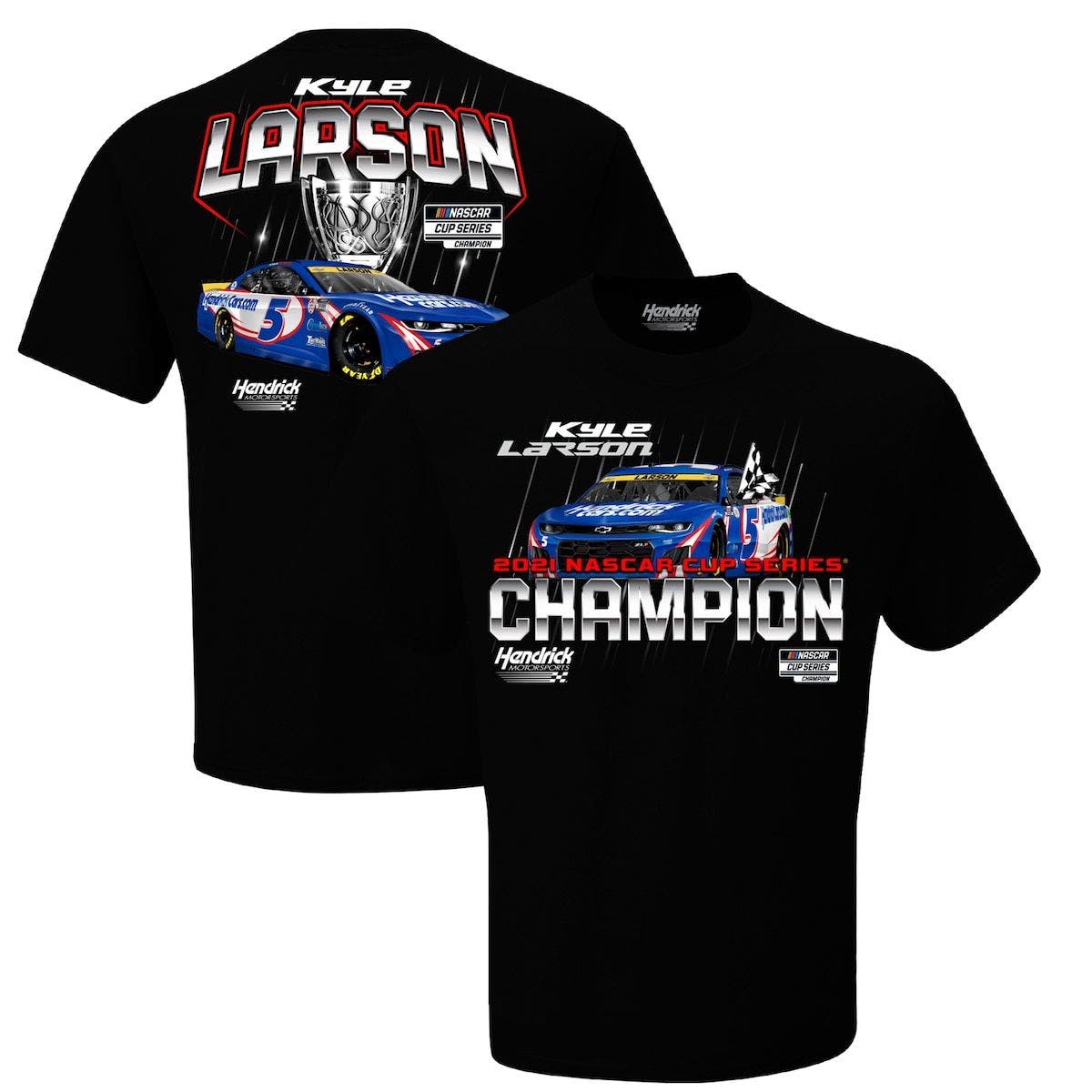 HENDRICK MOTORSPORTS TEAM COLLECTION Men's Hendrick Motorsports Team Collection Black Kyle Larson 2021 NASCAR Cup Series Champion HendrickCars.com Victory T-Shirt at Nordstrom