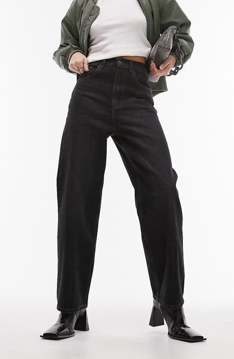 Topshop high waist moto waist seamed straight leg pants in khaki