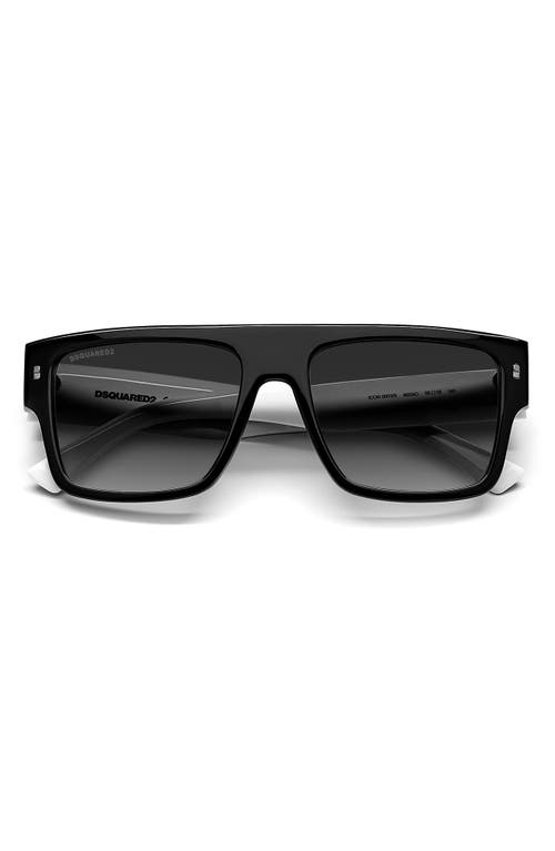 Shop Dsquared2 Icon 56mm Flat Top Sunglasses In Black White