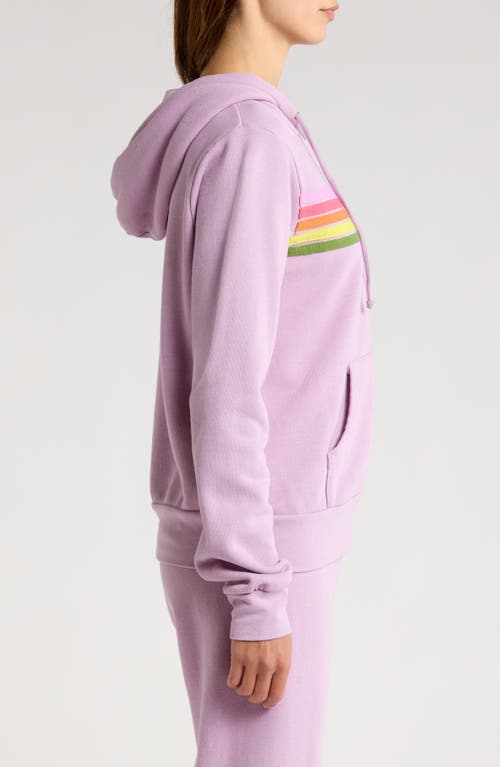 Shop Aviator Nation 5-stripe Zip Hoodie In Mauve/pink Green