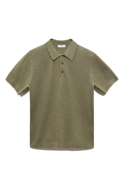 Shop Mango Textured Polo In Forest Green