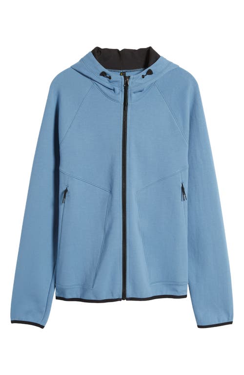 Shop Zella Powertek Full Zip Hoodie In Blue Coronet